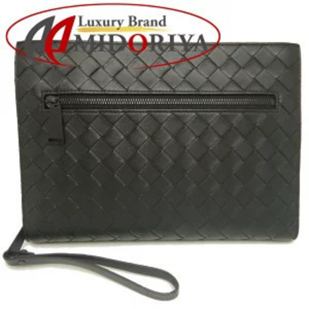 Bottega Veneta Intrecciato Shoulder Bag Clutch Calf Black